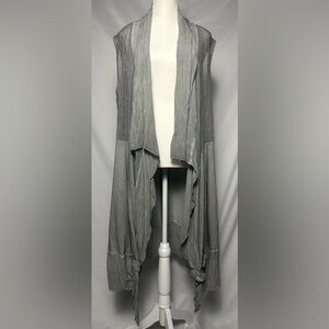 ANGELSNEVERDIE Grey Boho Lagenlook Longlined‎ Open Front Vest Size 4